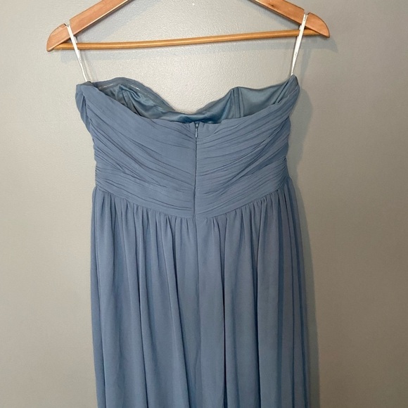 Lulu's Endless Glamour Slate Blue Pleated Strapless Maxi Dress - Picture 6 of 10